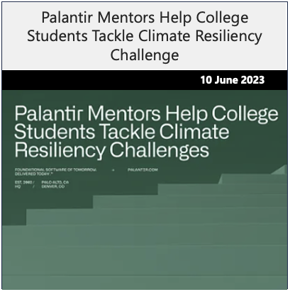 Palantir Mentors Help College Students Tackle Climate Resiliency Challenge